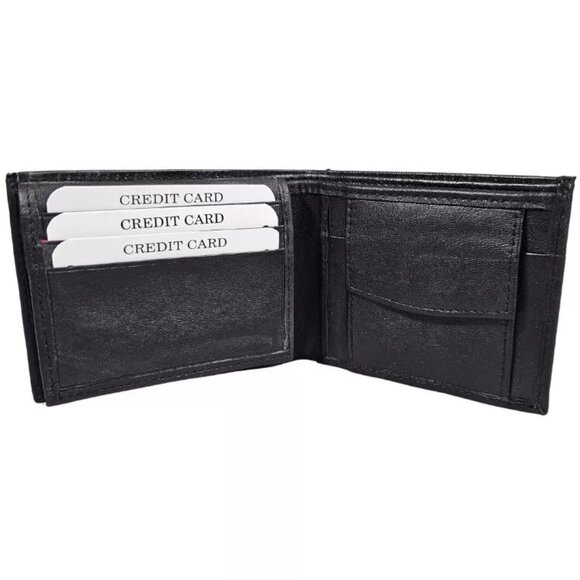 Bifold Genuine Leather Wallet ID Window Credit Card Holder Coin Pocket NEW - Picture 4 of 8